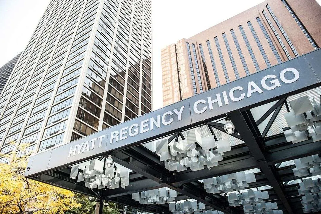 The Hyatt Regency Chicago entrance canopy
