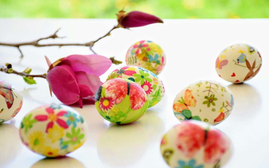 Colorful and pretty easter eggs